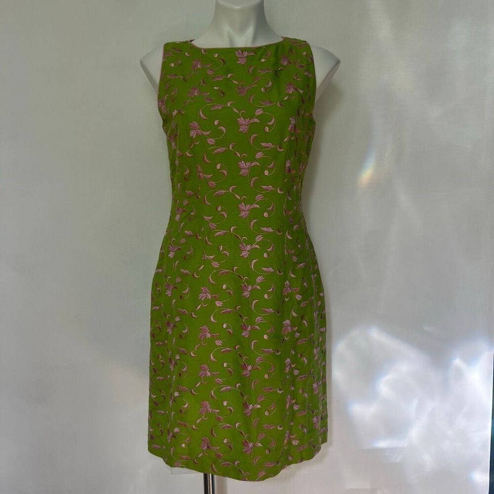 Jessica Howard Linen Blend Embroidered shift dress Y2K 00s